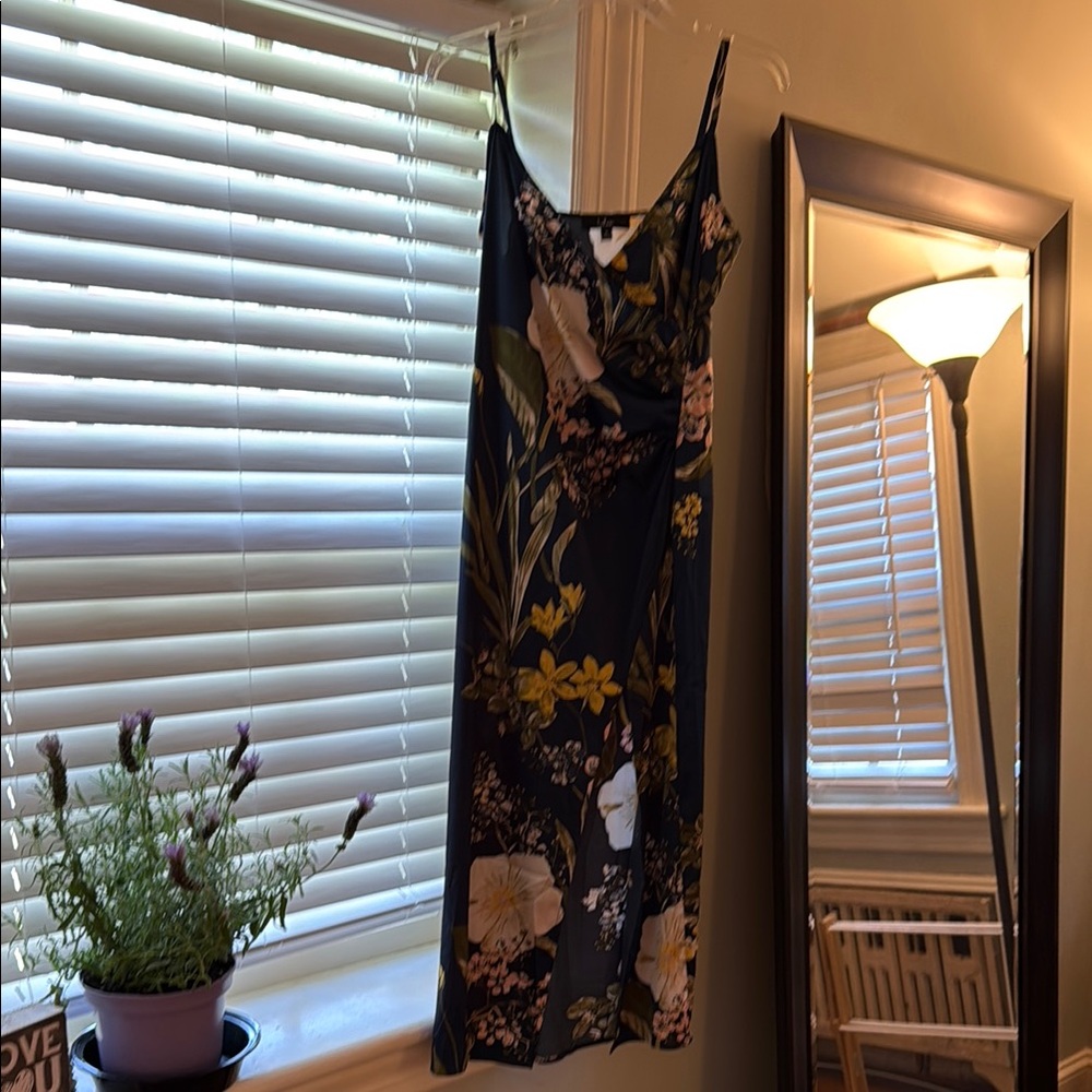 Lulu's Navy Floral Midi Dress